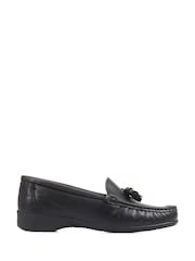Pavers Black Pavers Wide Fit Black Leather Loafers With Tassel - Image 1 of 5