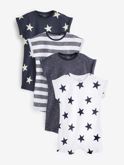 Navy Blue Baby Rompers 4 Pack - Image 1 of 5