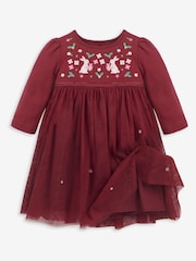 JoJo Maman Bébé Purple Bunny Embroidered Party Dress - Image 1 of 4
