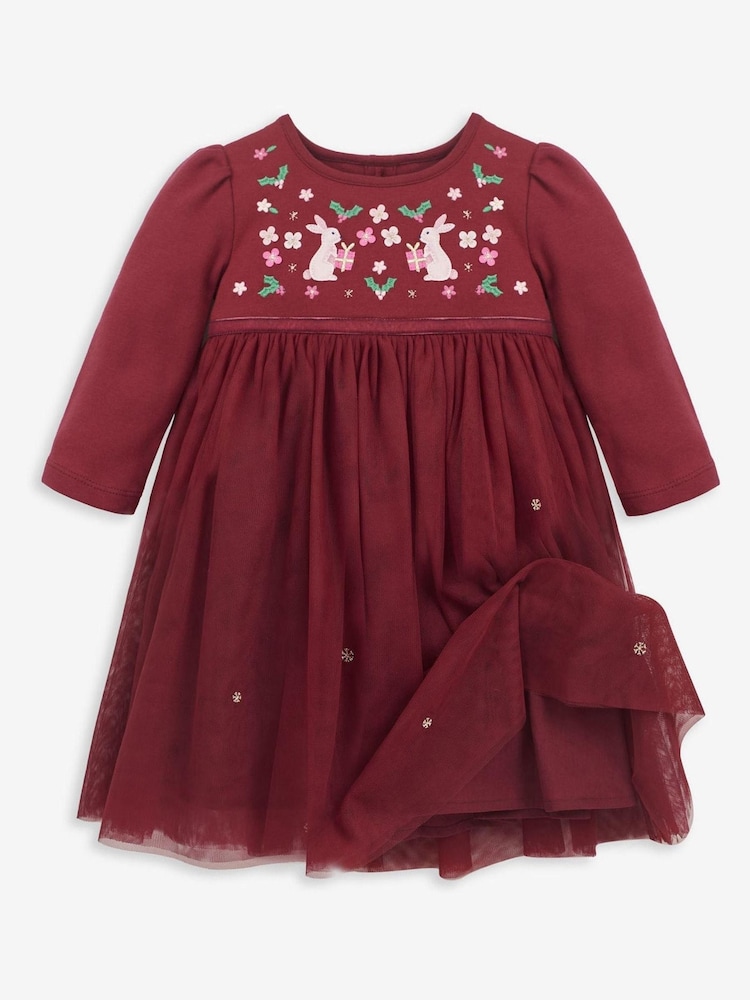 JoJo Maman Bébé Purple Bunny Embroidered Party Dress - Image 1 of 4