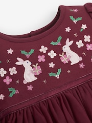 JoJo Maman Bébé Purple Bunny Embroidered Party Dress - Image 3 of 4