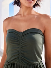 Khaki Green Bandeau Jersey Culotte Jumpsuit - Image 5 of 6