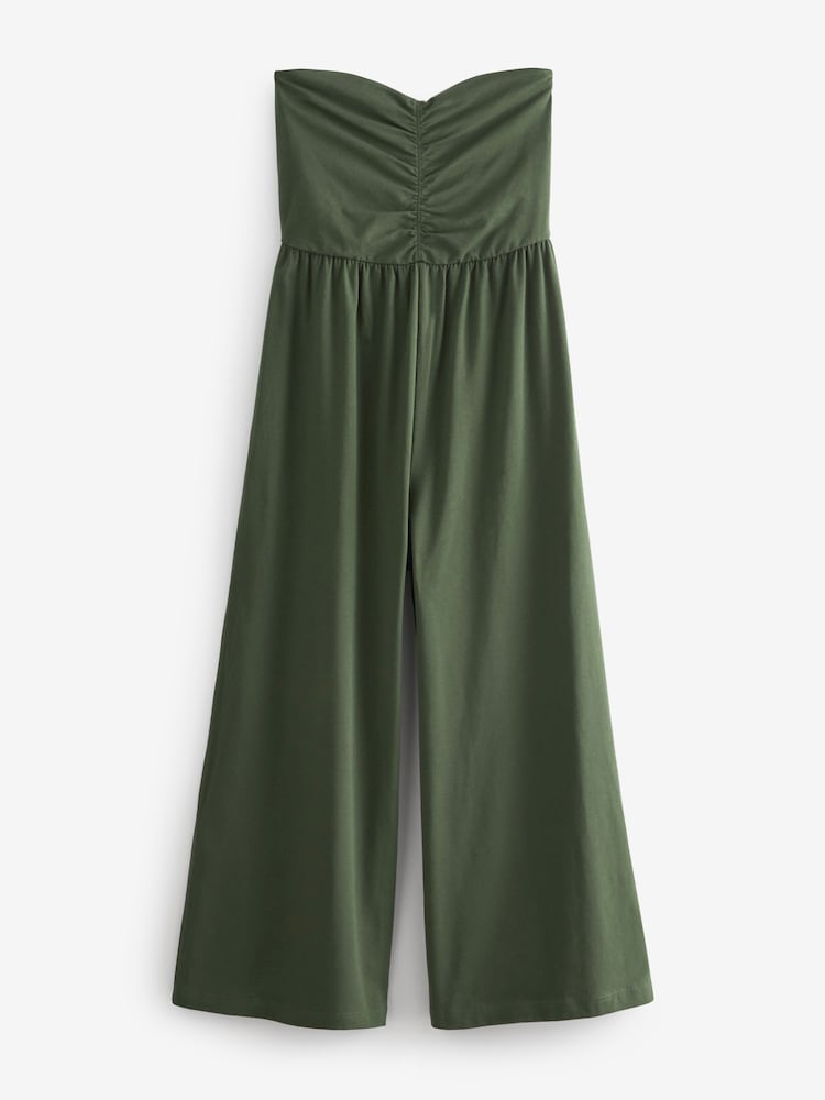 Khaki Green Bandeau Jersey Culotte Jumpsuit - Image 6 of 6