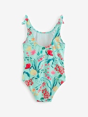 Mint Green Floral Tie Shoulder Swimsuit (3-16yrs) - Image 5 of 5