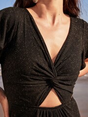 Black Cutout Sparkle Midi Dress - Image 4 of 5