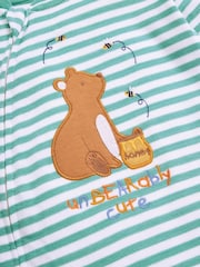 JoJo Maman Bébé Green Bear Appliqué Zip Cotton Baby Sleepsuit - Image 3 of 3
