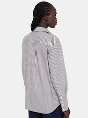 Whistles Black Relaxed Fit 100% Cotton Stripe Shirt - Image 2 of 5