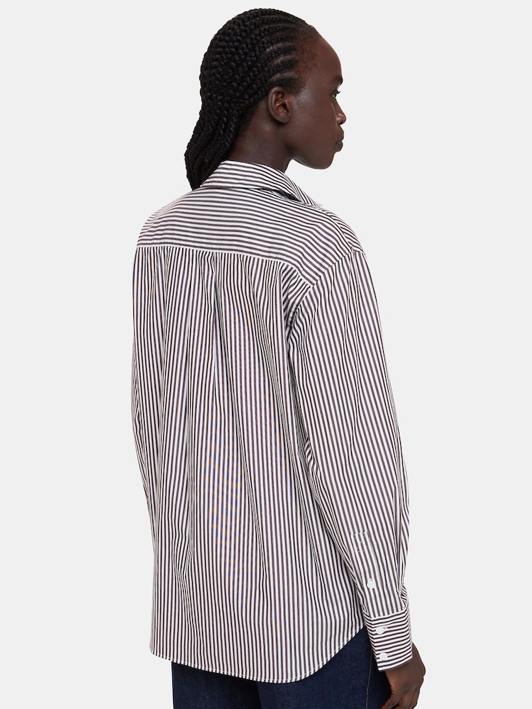 Whistles Black Relaxed Fit 100% Cotton Stripe Shirt - Image 2 of 5
