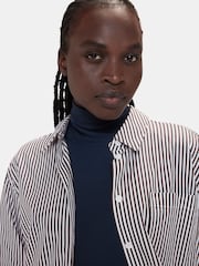 Whistles Black Relaxed Fit 100% Cotton Stripe Shirt - Image 4 of 5