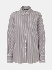 Whistles Black Relaxed Fit 100% Cotton Stripe Shirt - Image 5 of 5