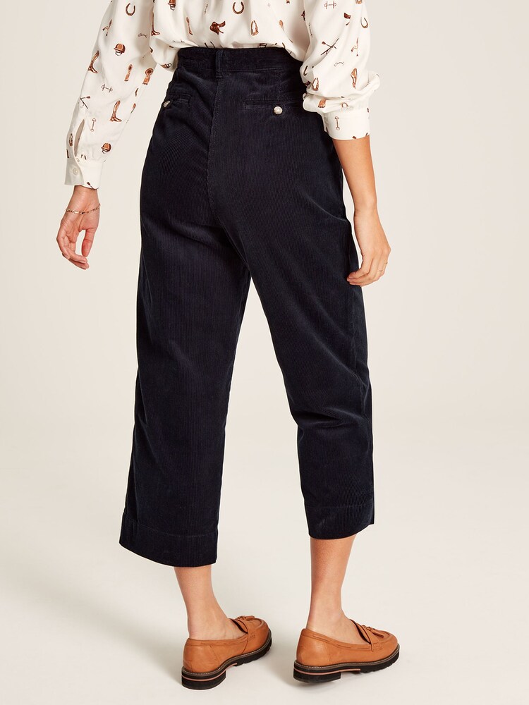 Joules Ebony Navy Blue Cord Wide Leg Trousers - Image 2 of 6