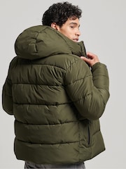 Superdry Dark Moss Hooded Mens Sports Puffer Jacket - Image 4 of 6