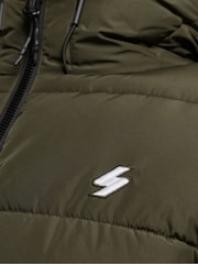 Superdry Dark Moss Hooded Mens Sports Puffer Jacket - Image 6 of 6