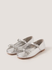 Monsoon Silver Gemstone Bow Ballet Flats - Image 1 of 3