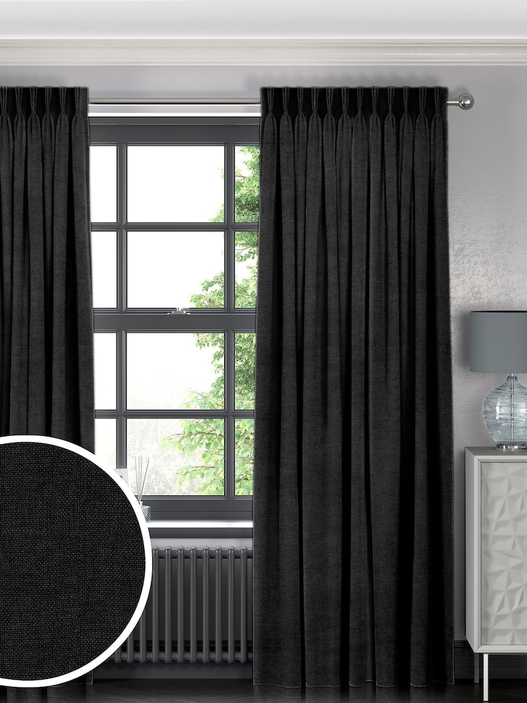 Ebony Black Paso Made To Measure Curtains - Image 1 of 9