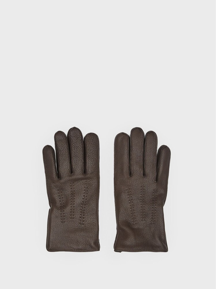 Reiss Chocolate Iowa Leather Gloves - Image 1 of 4 Reiss Chocolate Iowa Leather Gloves - Image 1 of 4