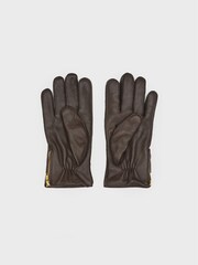 Reiss Chocolate Iowa Leather Gloves - Image 3 of 4
