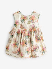 Pink/Green Embroidered Cotton Dress (3mths-8yrs) - Image 6 of 8