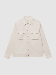 Reiss Ecru Santy Cotton-Linen Long Sleeve Overshirt - Image 2 of 6
