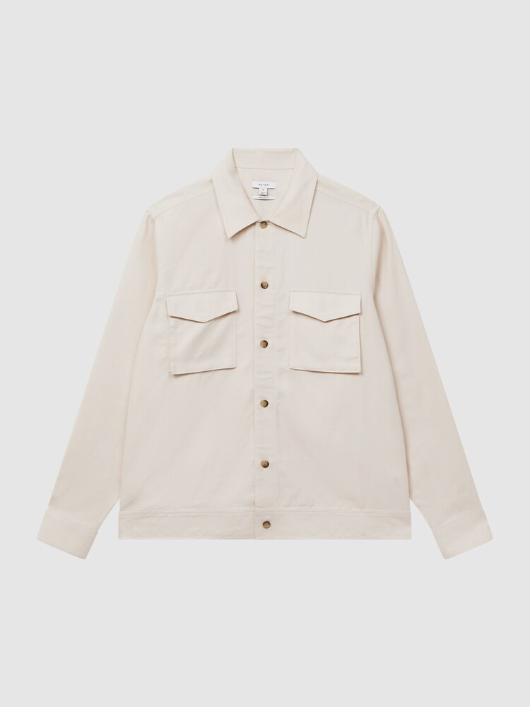 Reiss Ecru Santy Cotton-Linen Long Sleeve Overshirt - Image 2 of 6