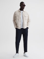 Reiss Ecru Santy Cotton-Linen Long Sleeve Overshirt - Image 3 of 6