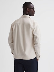 Reiss Ecru Santy Cotton-Linen Long Sleeve Overshirt - Image 5 of 6