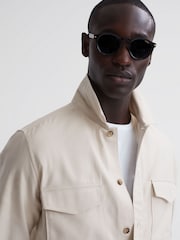 Reiss Ecru Santy Cotton-Linen Long Sleeve Overshirt - Image 6 of 6