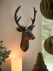 Metal Effect 3D Stag Head Wall Art - Image 1 of 4