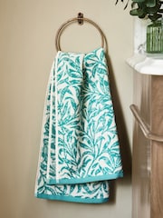 Clarke & Clarke Teal Blue William Morris Willow Boughs 100% Cotton Velour Towel - Image 2 of 2