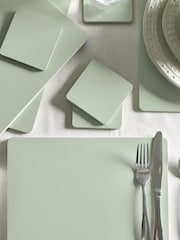 Set of 4 Sage Green Wooden Placemats and Coasters - Image 3 of 4