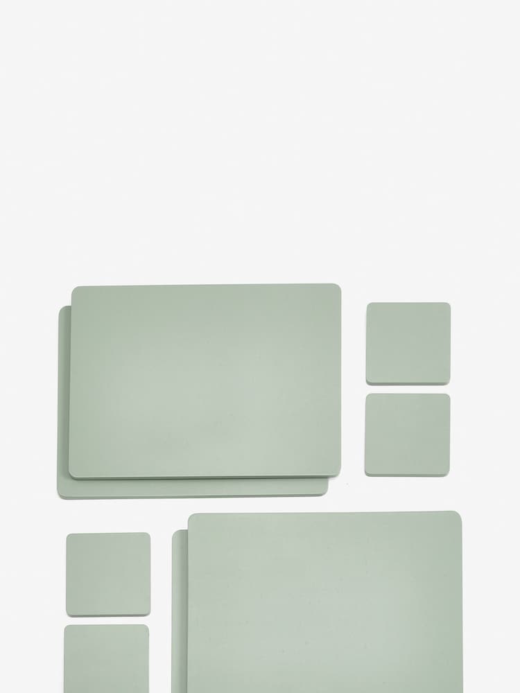 Set of 4 Sage Green Wooden Placemats and Coasters - Image 4 of 4