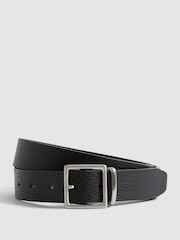 Reiss Black Cooper Grained Leather Belt - Image 1 of 7