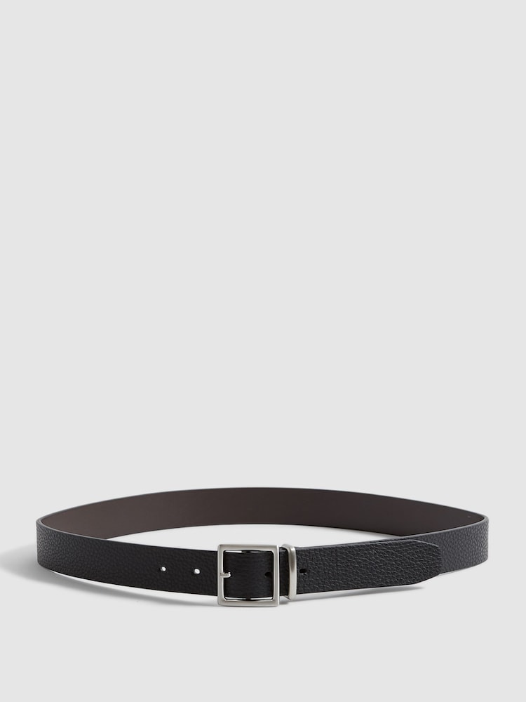 Reiss Black Cooper Grained Leather Belt - Image 7 of 7