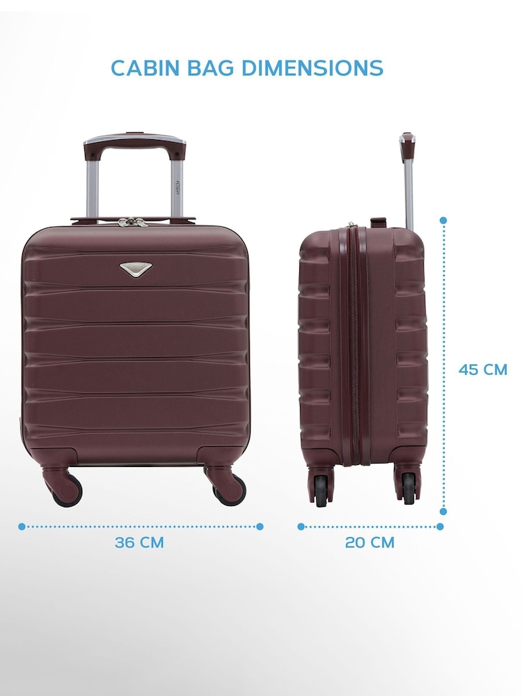 Burdeos + Burdeos - Set de 2 maletas con diseño rígido de cabina con 4 ruedas de 45x36x20 cm para colocar bajo el asiento Easyjet de Flight Knight - Imagen 2 de 6 Burdeos + Burdeos - Set de 2 maletas con diseño rígido de cabina con 4 ruedas de 45x36x20 cm para colocar bajo el asiento Easyjet de Flight Knight - Imagen 2 de 6