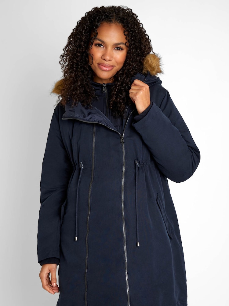JoJo Maman Bébé Navy Blue 5-in-1 All Seasons Maternity Parka - Image 10 of 10