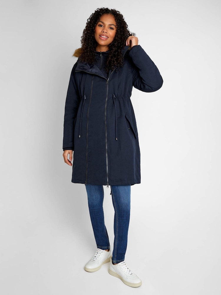 JoJo Maman Bébé Navy Blue 5-in-1 All Seasons Maternity Parka - Image 4 of 10