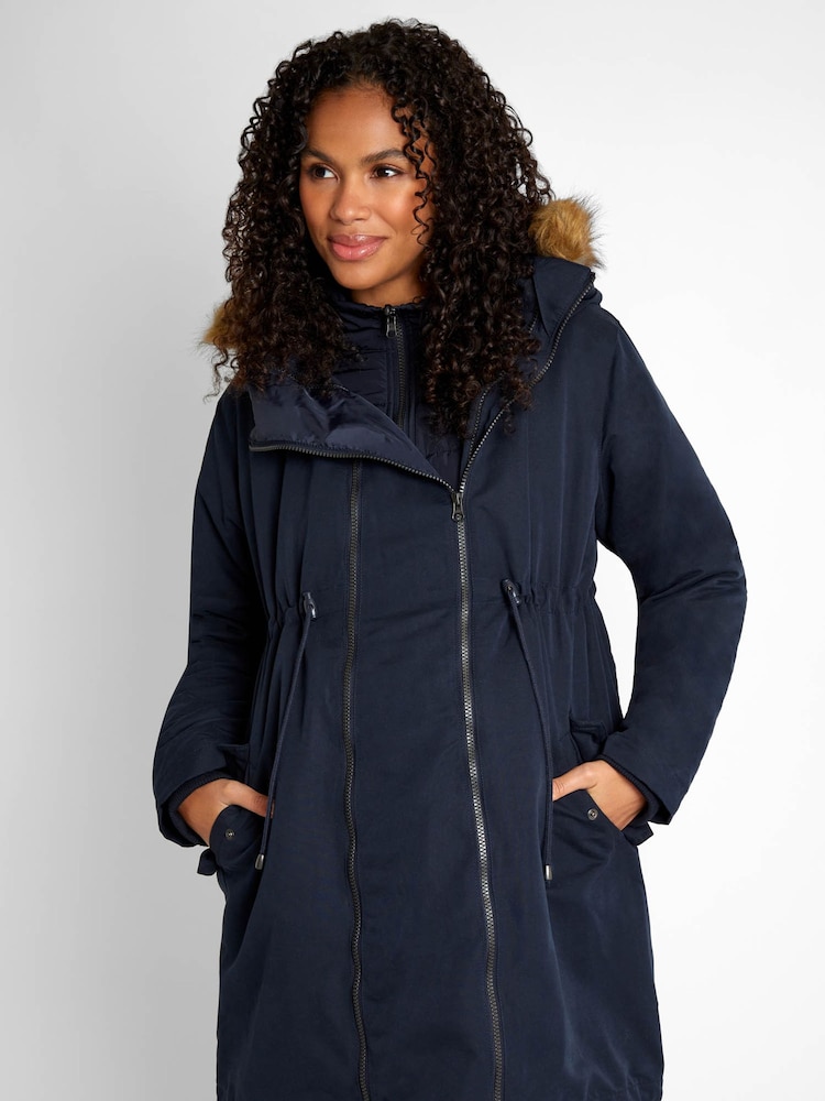 JoJo Maman Bébé Navy Blue 5-in-1 All Seasons Maternity Parka - Image 9 of 10