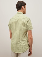 Green Stretch Oxford Printed Short Sleeve Shirt - Image 2 of 5