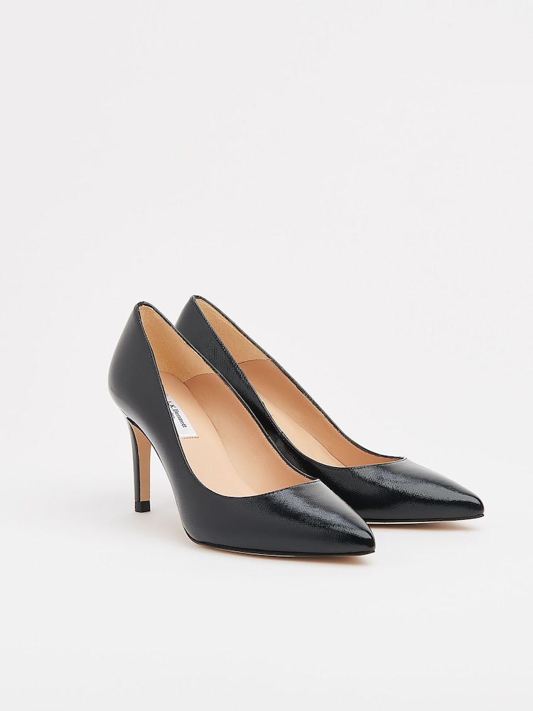 LK Bennett Black Floret Nappa Leather Pointed Toe Courts - Image 1 of 4