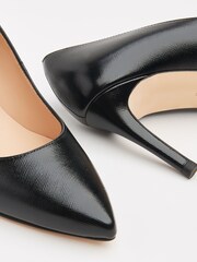 LK Bennett Black Floret Nappa Leather Pointed Toe Courts - Image 3 of 4