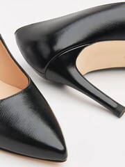 LK Bennett Black Floret Nappa Leather Pointed Toe Courts - Image 4 of 4