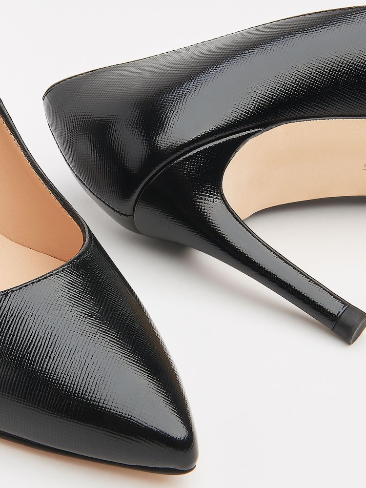 LK Bennett Black Floret Nappa Leather Pointed Toe Courts - Image 4 of 4