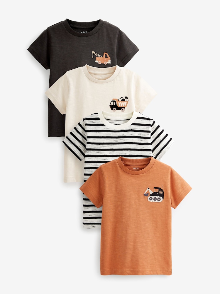 Monochrom - Kurzarm-T-Shirts aus 100 % Baumwolle im 4er-Pack (3M.–7J.) - Bild 1 von 2