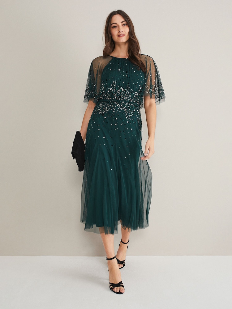 Phase Eight Grey Lumi Short Tulle Beaded Dress - Image 1 of 7