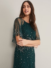 Phase Eight Grey Lumi Short Tulle Beaded Dress - Image 5 of 7