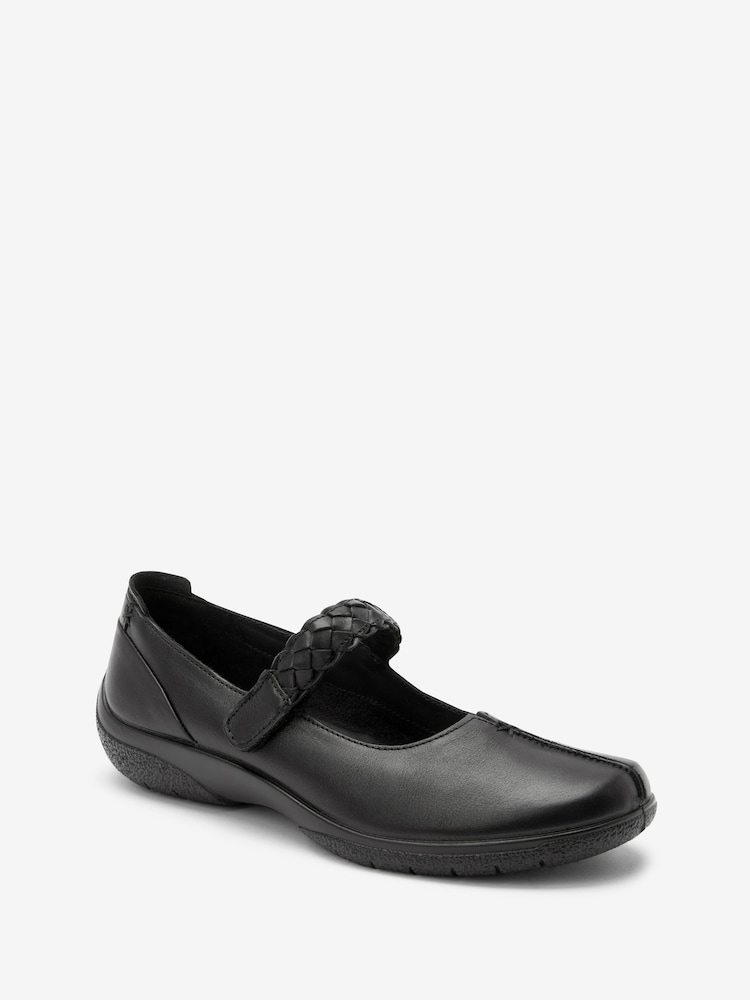 Hotter Black Wide Fit Shake II Touch Fastening Leather Shoes - Image 2 of 4