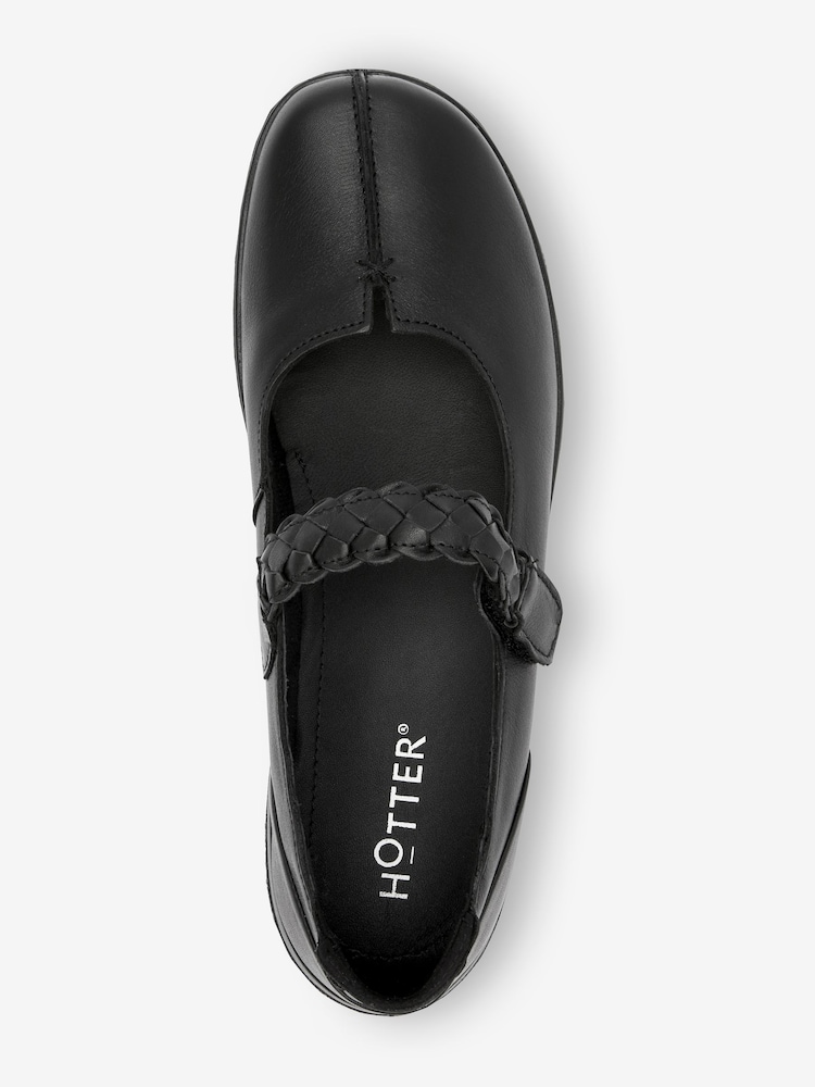 Hotter Black Wide Fit Shake II Touch Fastening Leather Shoes - Image 3 of 4