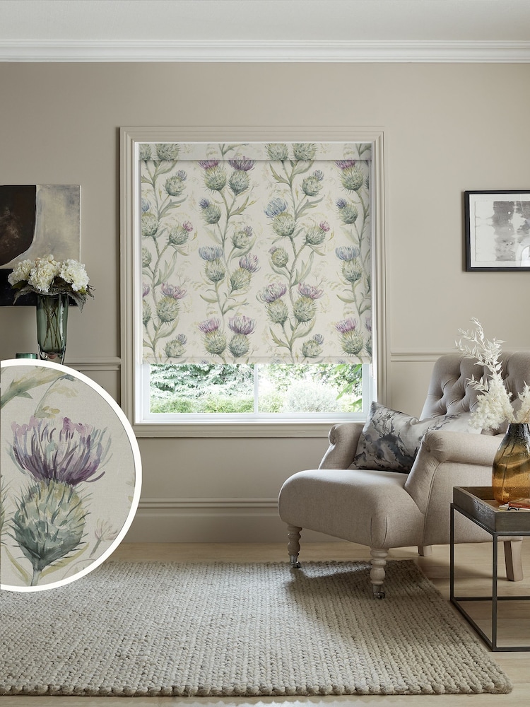 Voyage Glen Purple Blackout Thistle Made to Measure Roller Blind - Image 1 of 6