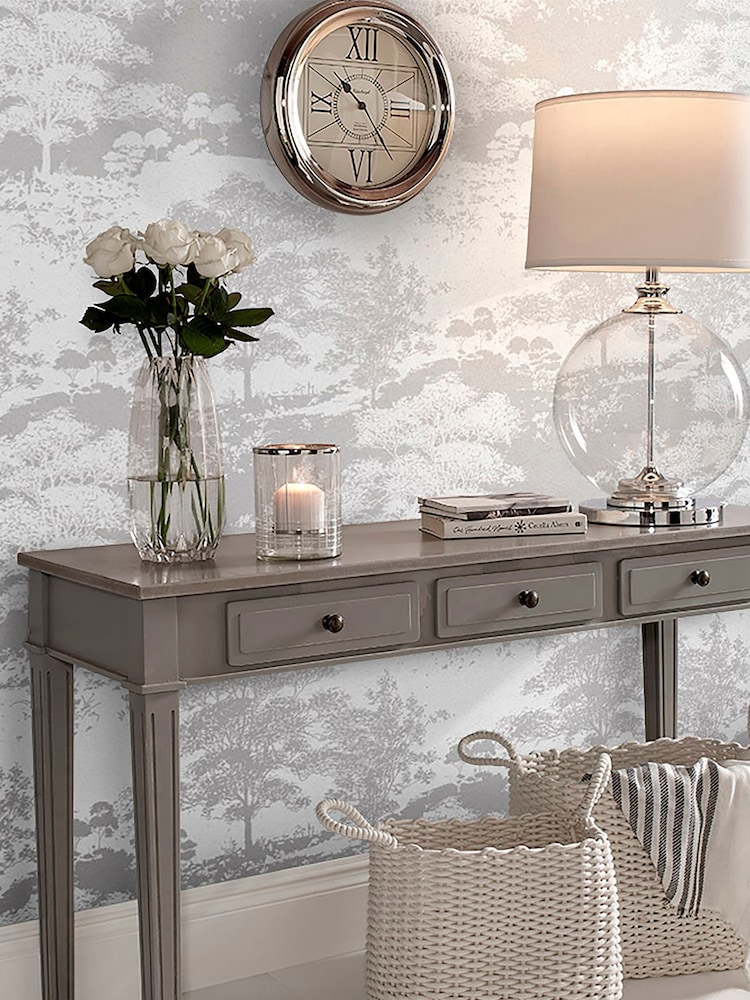Graham & Brown White Meadow Frost 10M Wallpaper - Image 1 of 3