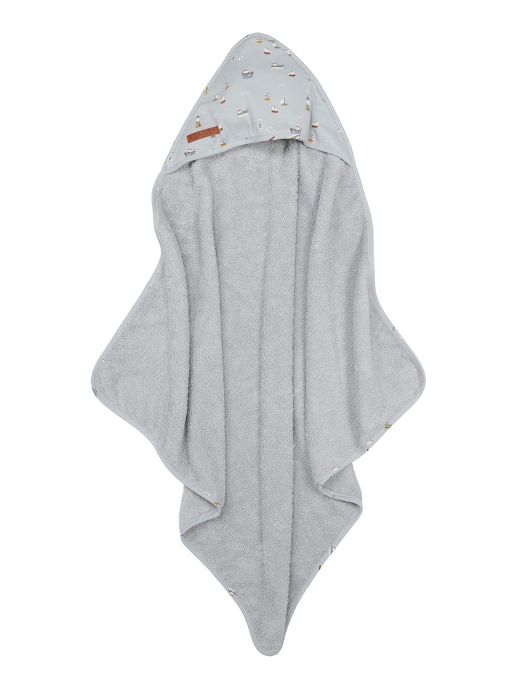 Little Dutch Blue Sailors Bay 100% Cotton Hooded Towel - Image 1 of 2
